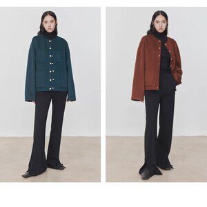 CHICJOC Women 100% Cashmere Orange Blue convertible jacket